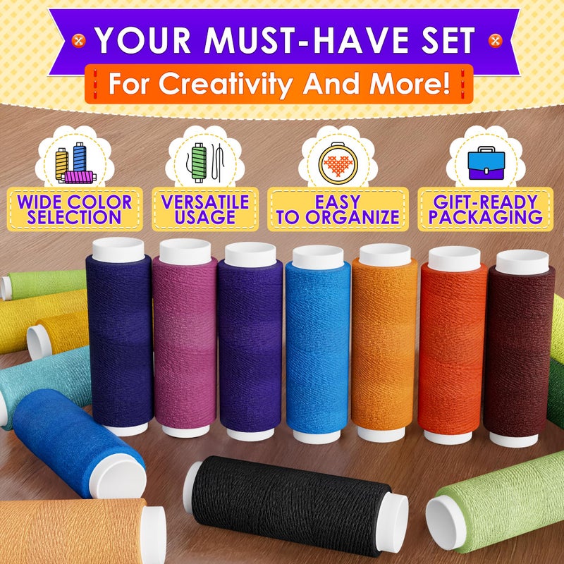 Luxbon Sewing Machine Thread Set - 39 Colors Polyester Thread for Sewing Machine & Hand Embroidery, 140 Yards Per Spool, Bright Colors That Won't Fade - Ensures Smooth Stitching with Most Fabrics - Image 4